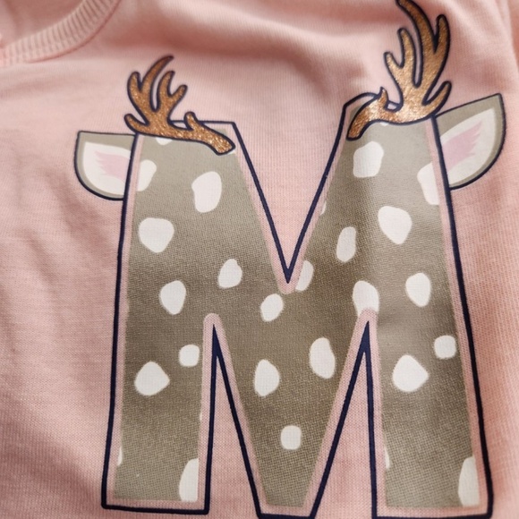 Justice Pajama Set Girls Initial M Reindeer snow fall Size 14/16 Two Piece  NWT - Picture 3 of 13